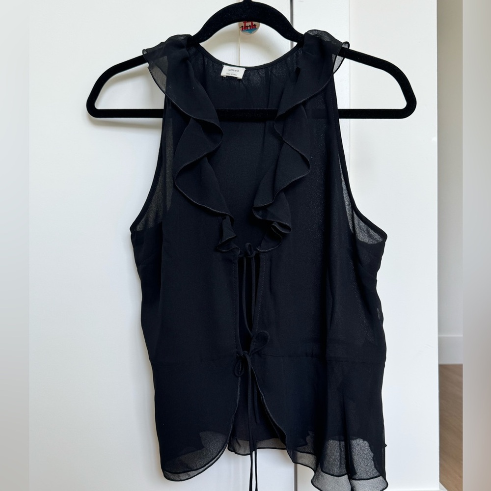 Wilfred Black Ruffle Sleeveless Blouse